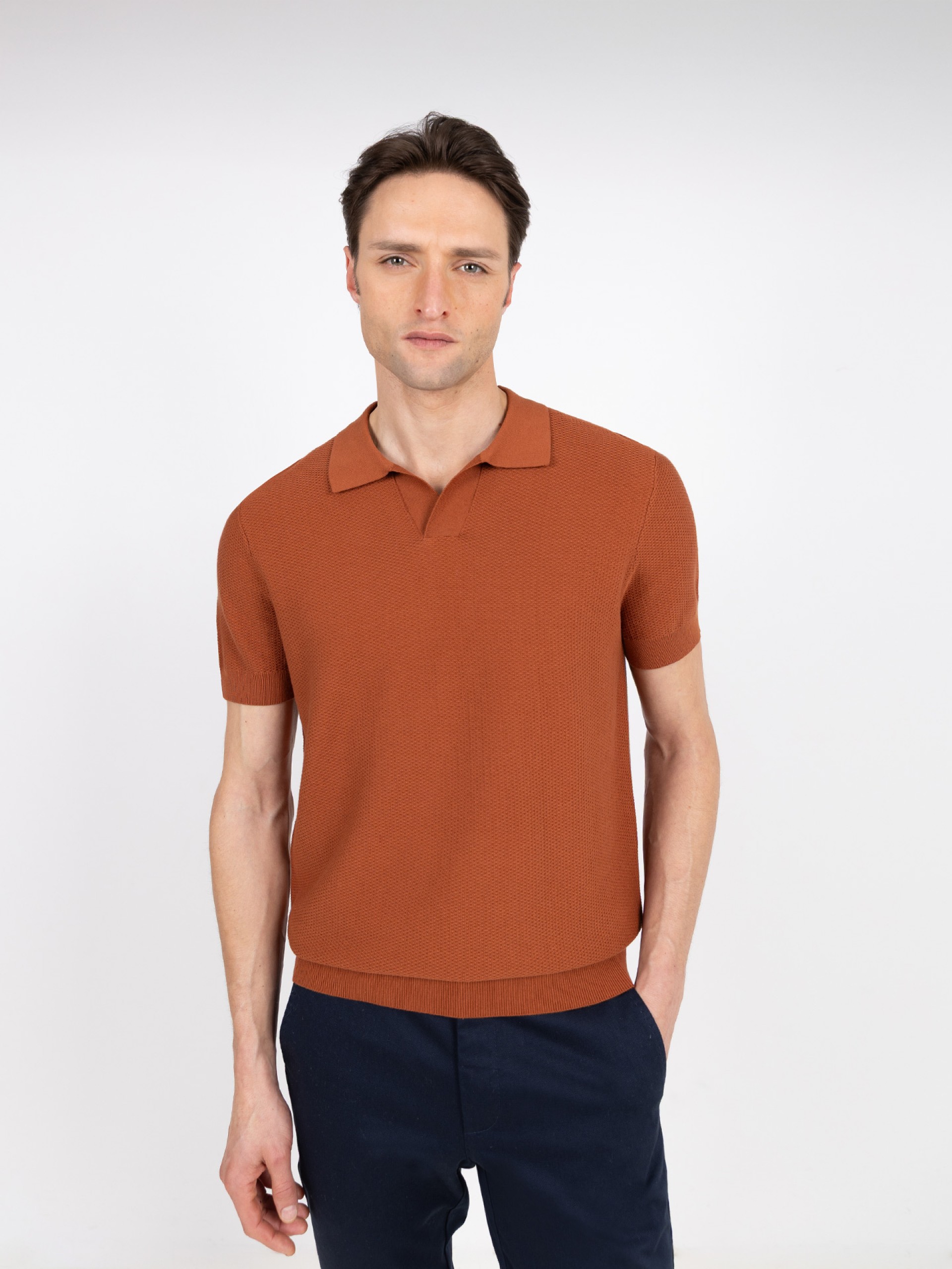 Polo de punto estructurado de algodón