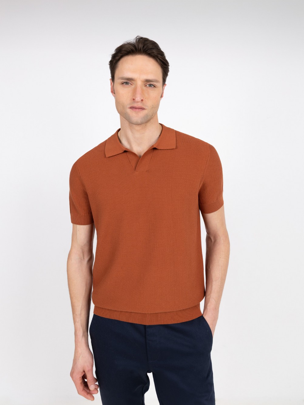 Polo de punto estructurado de algod�n