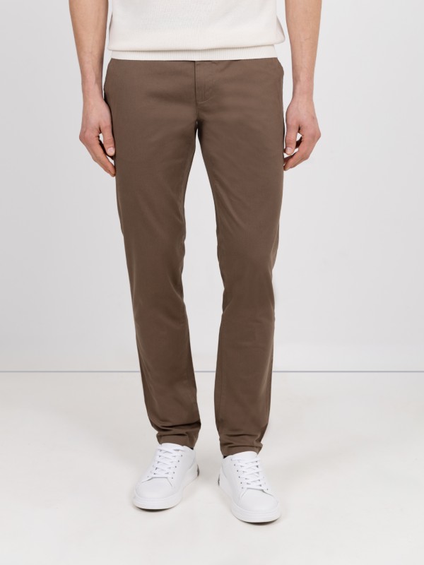 Stretch cotton chino trousers