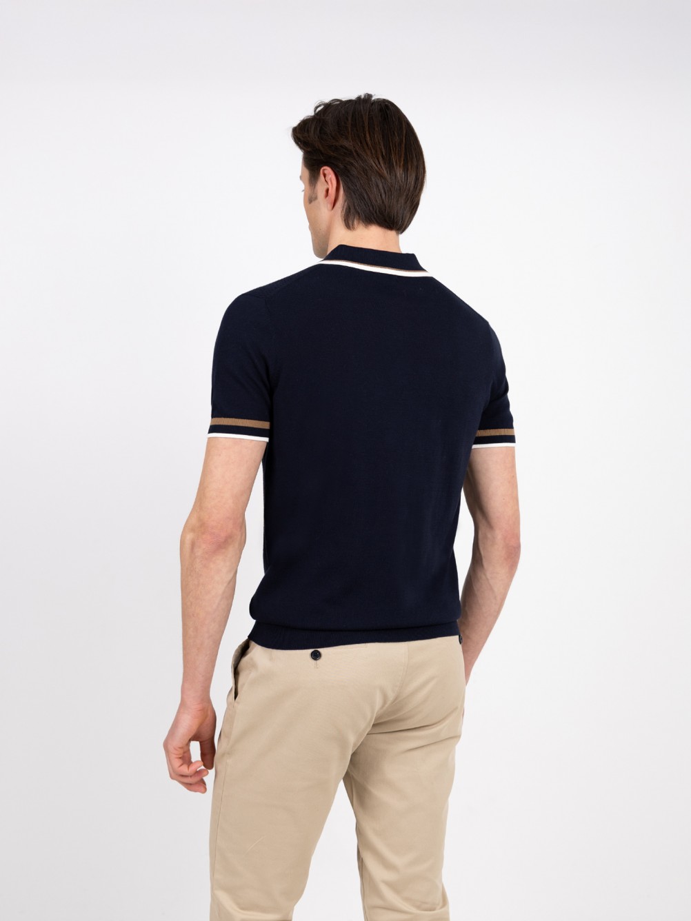 Polo de malha estruturada em algodão