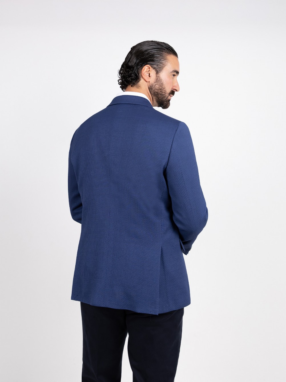 Blazer micro estruturado em lã e seda
