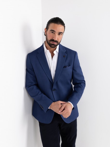 Blazer micro estruturado em l� e seda