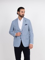 Blazer liso de algod�o e linho