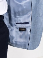 Blazer liso de algod�o e linho