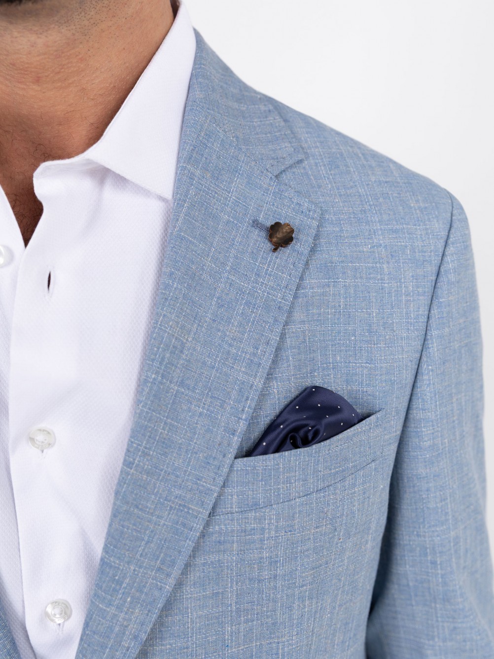 Blazer liso de algod�o e linho