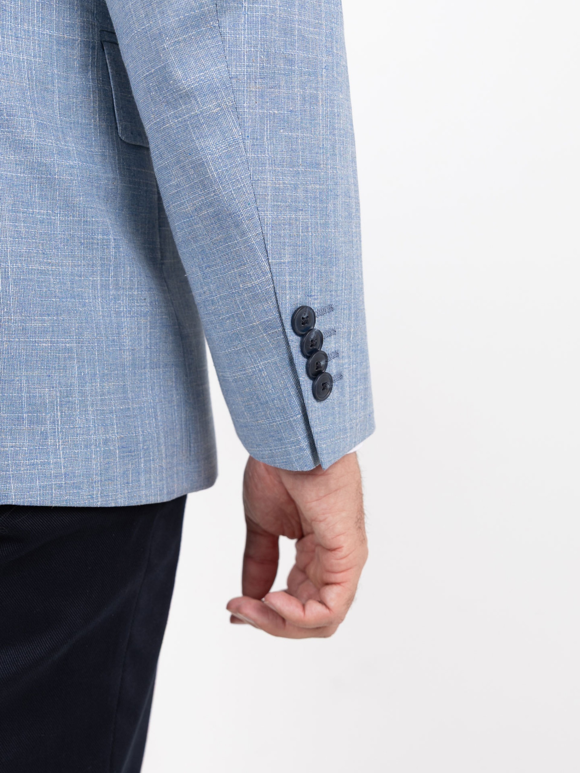 Blazer liso de algodão e linho
