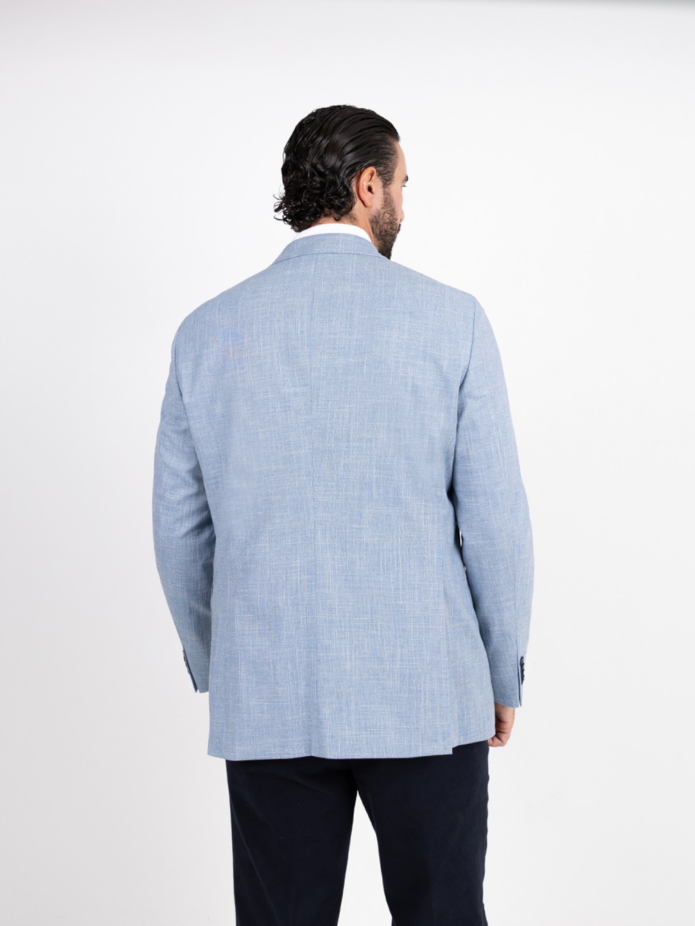 Blazer liso de algod�o e linho
