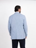 Blazer liso de algod�o e linho
