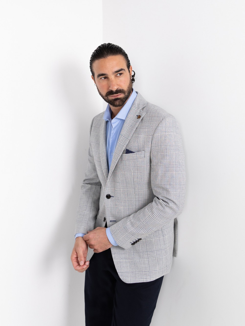 Blazer de lã com padrão xadrez