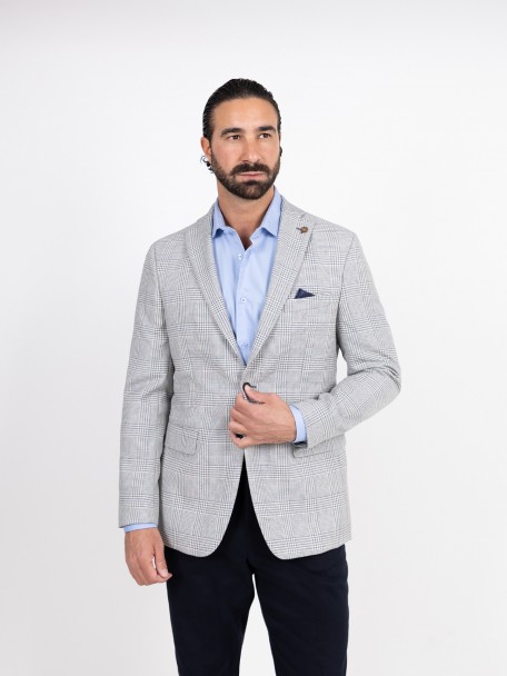 Blazer de lã com padrão xadrez Blazer de lã com padrão xadrez
