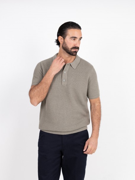 Polo de malha estruturada em algodão Polo de malha estruturada em algodão