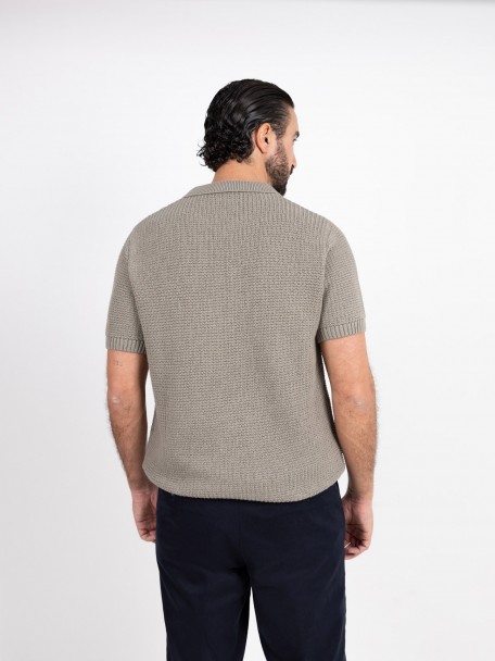 Polo de malha estruturada em algodão Polo de malha estruturada em algodão