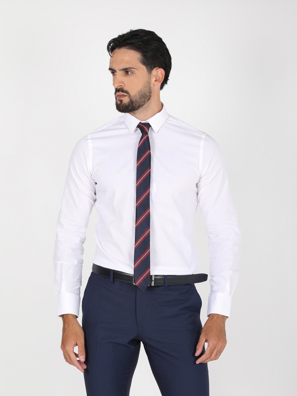 Camisa cl�ssica lisa slim fit