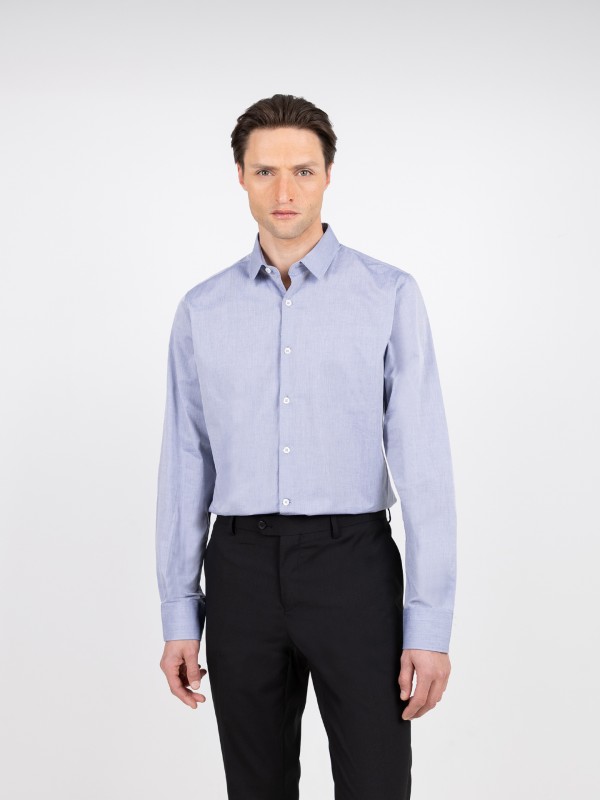 Camisa lisa 100% algod�o slim fit