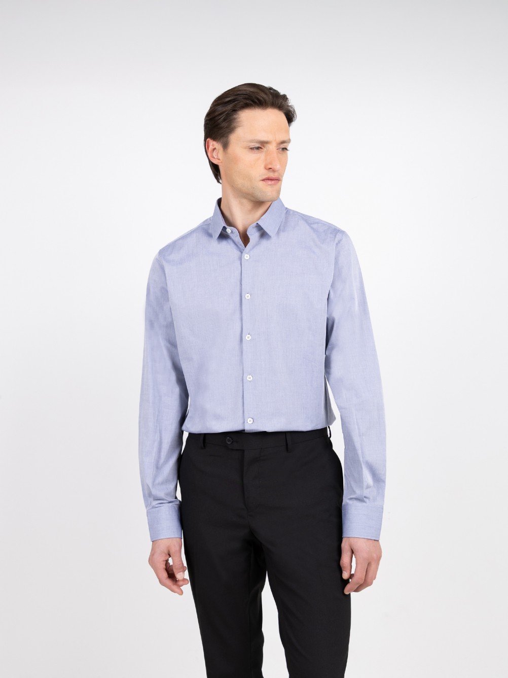 Camisa lisa 100% algod�o slim fit