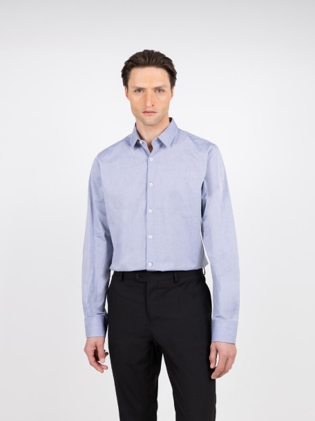Camisa lisa 100% algod�o slim fit