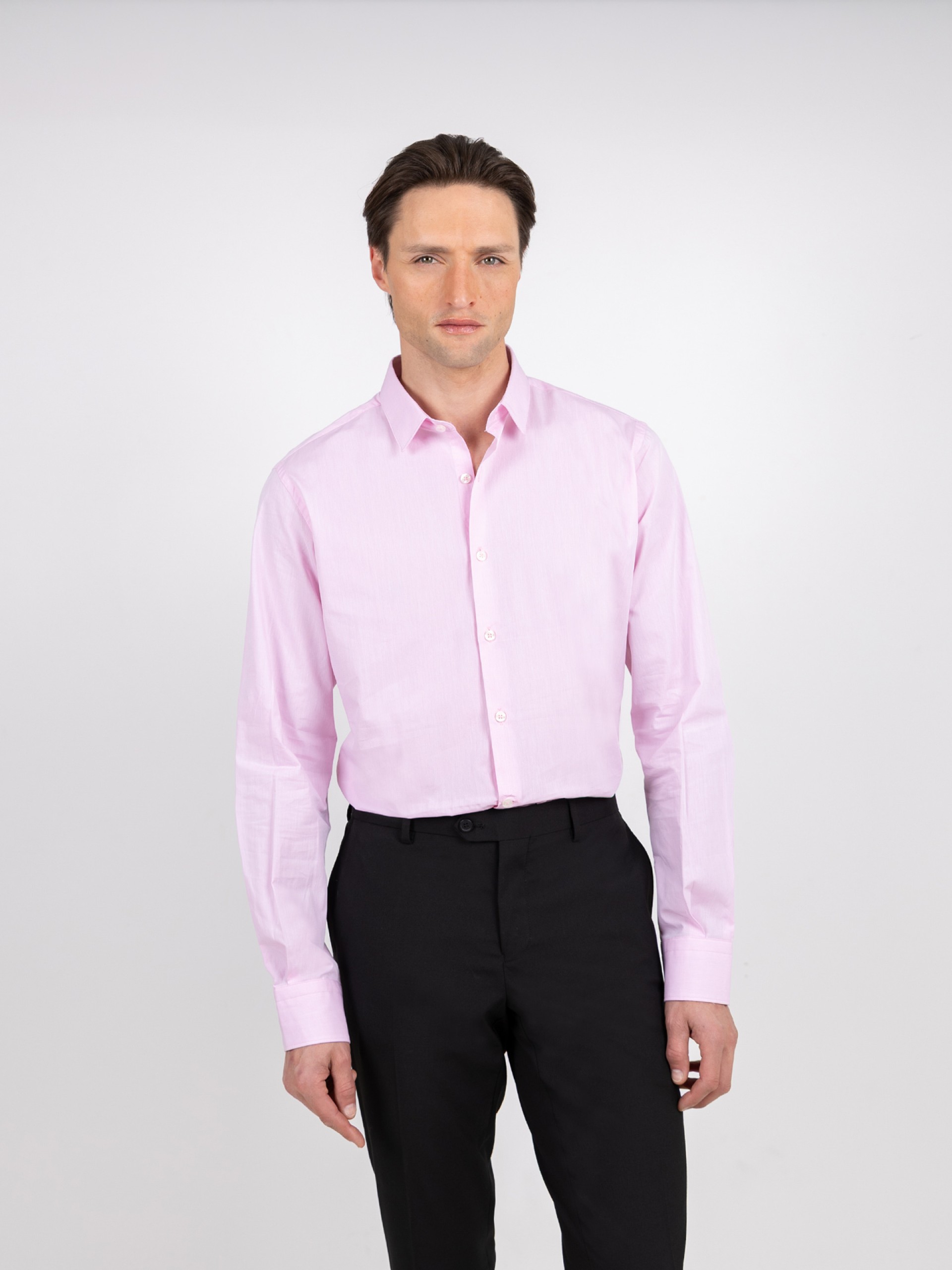 Camisa lisa 100% algodón slim fit