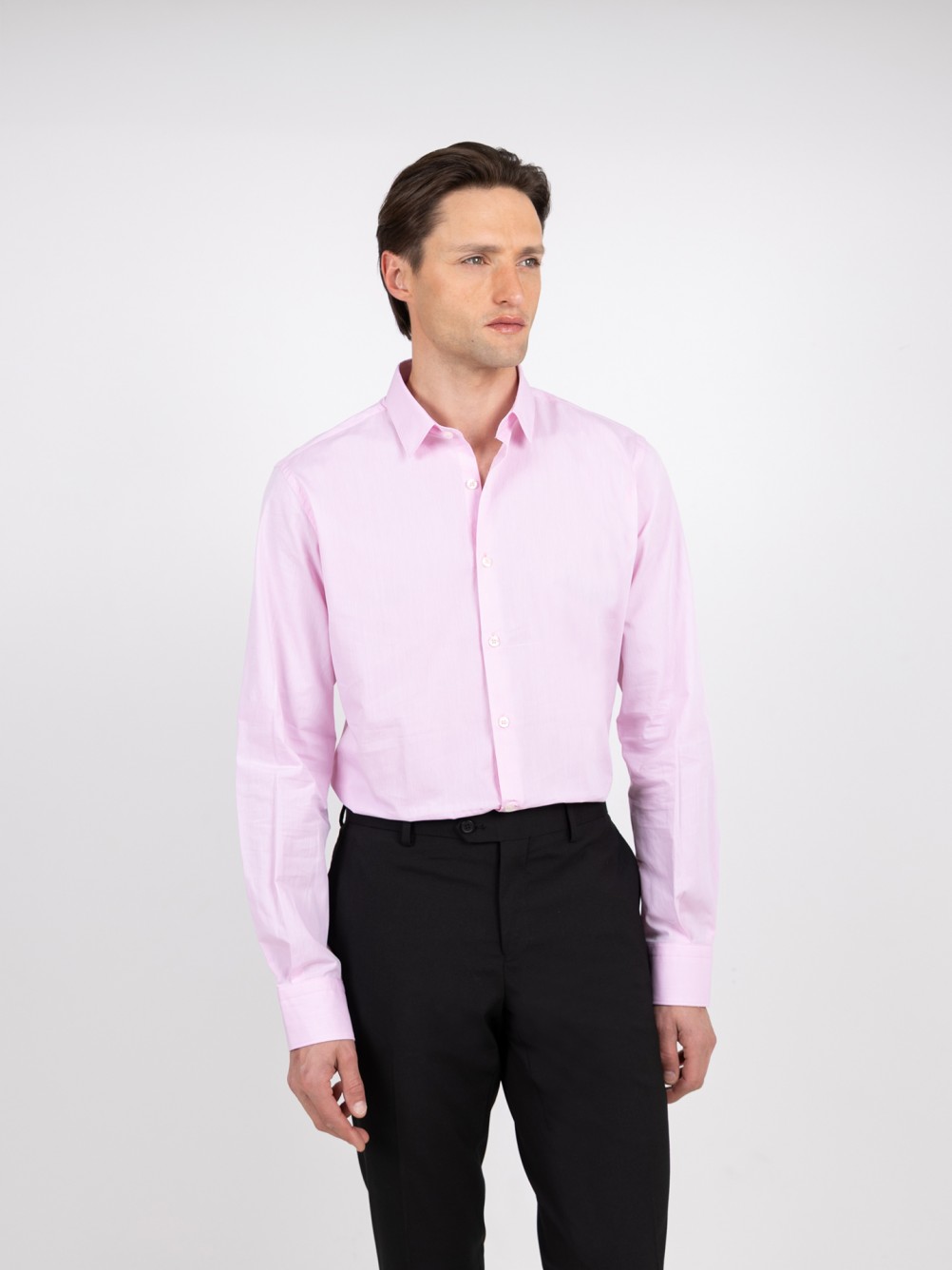 Camisa lisa 100% algod�o slim fit