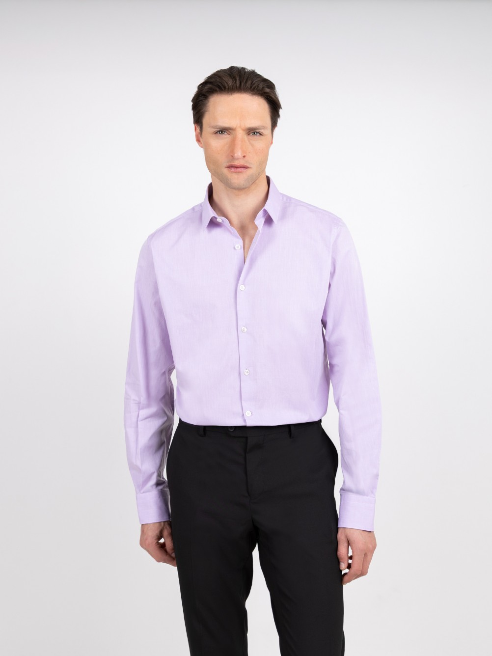 Camisa lisa 100% algodão slim fit