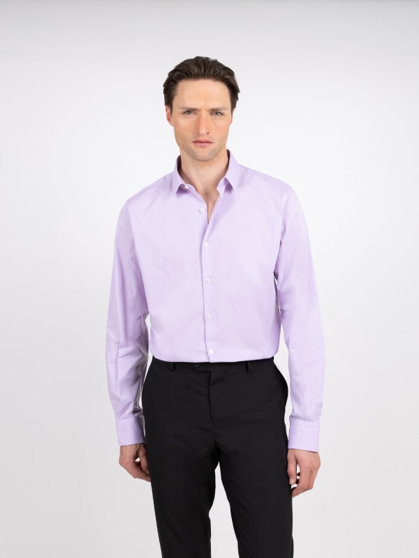 Camisa lisa 100% algod�o slim fit
