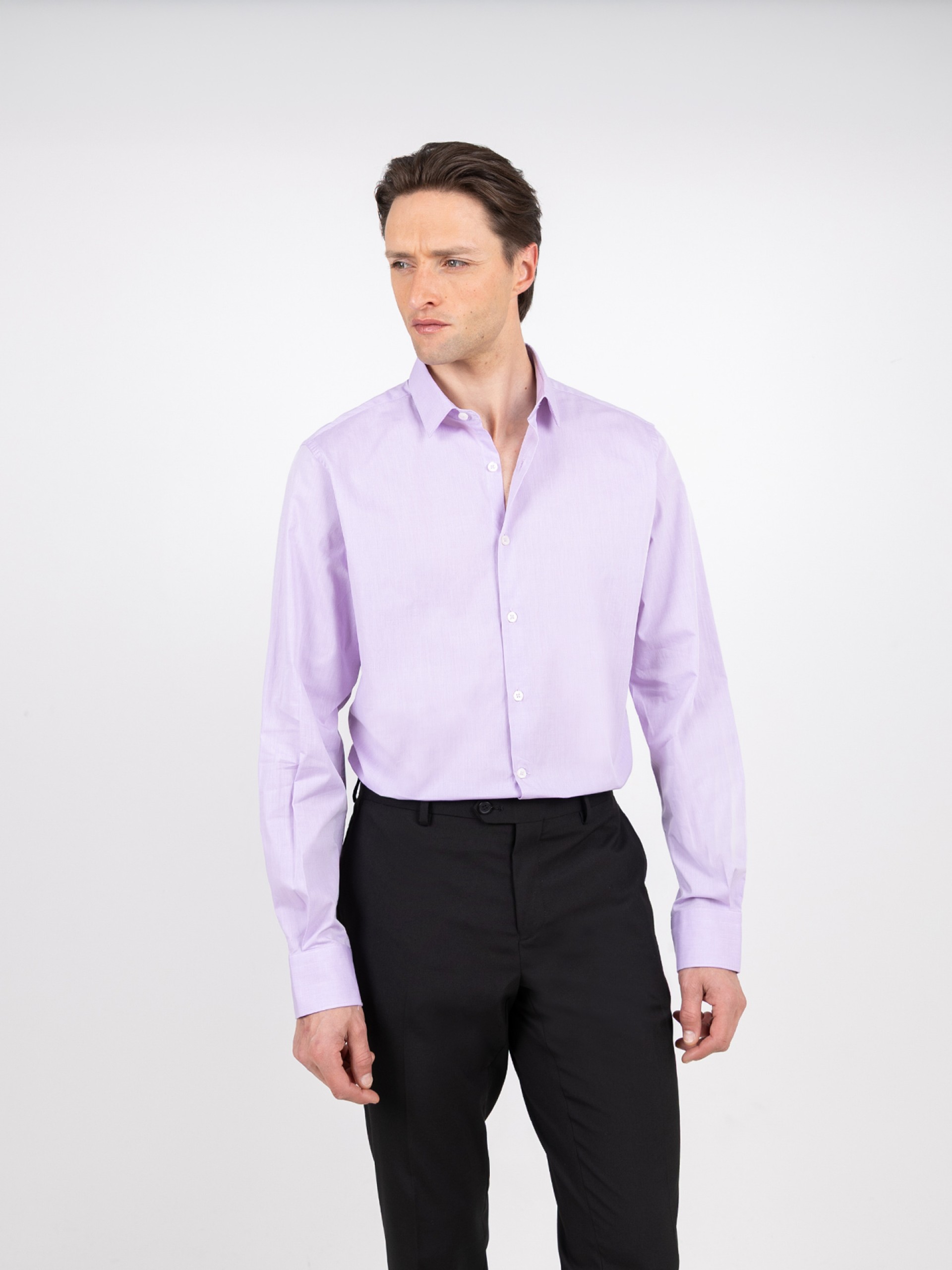 Camisa lisa 100% algodón slim fit