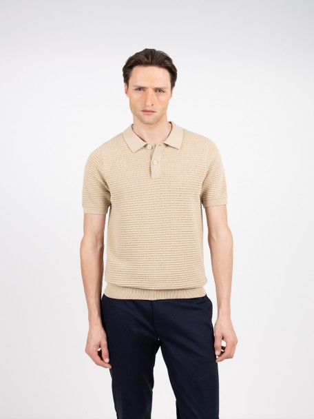 Structured knit polo shirt
