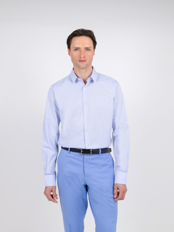 Camisa lisa 100% algod�o slim fit
