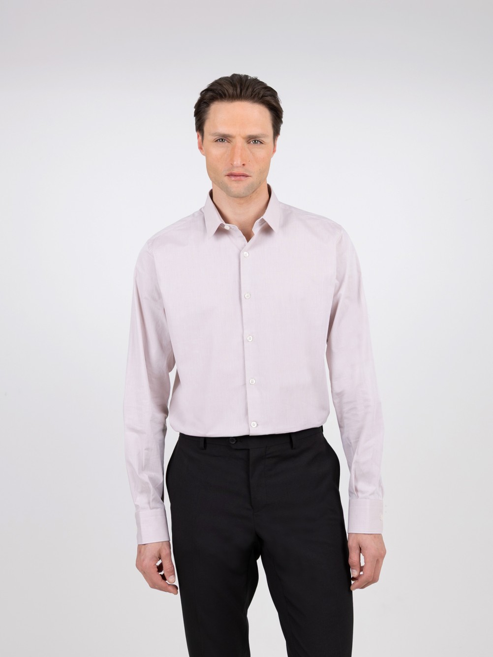 Camisa lisa 100% algodão slim fit