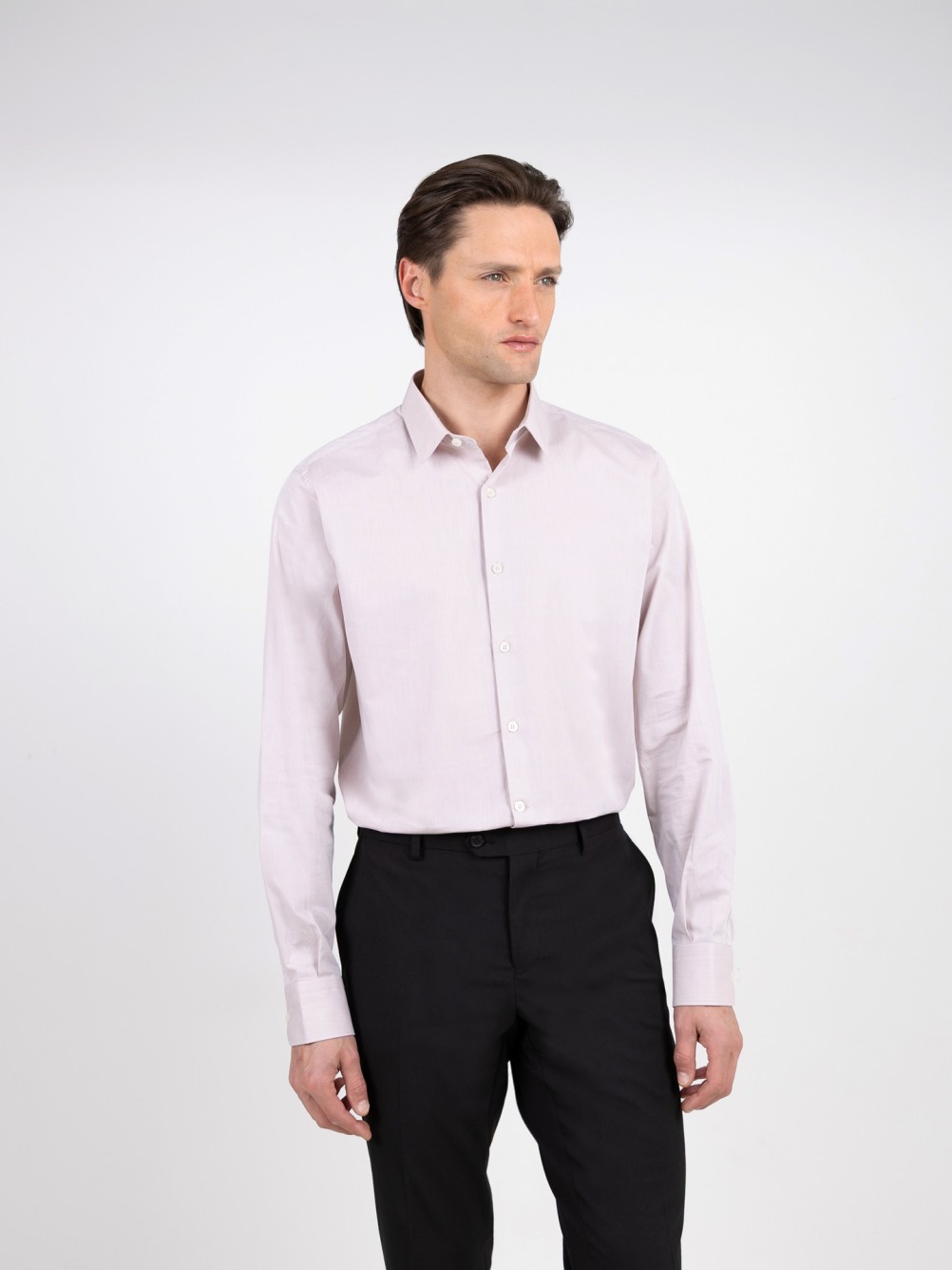 Camisa lisa 100% algod�o slim fit