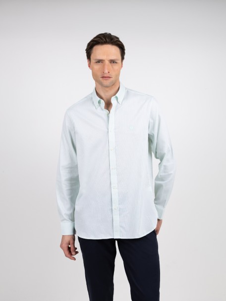 Camisa de algodão com padrão de riscas Camisa de algodão com padrão de riscas