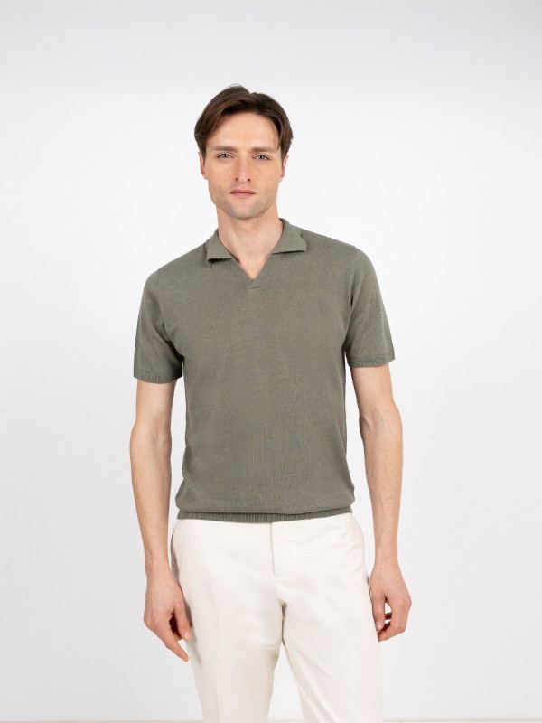 Polo de malha em algod�o e linho