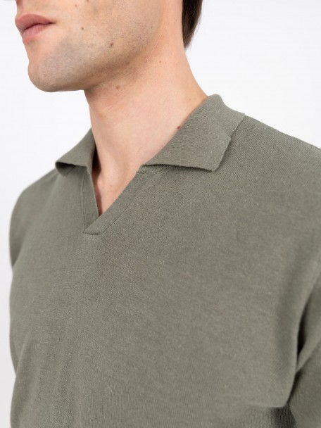 Polo de malha em algodão e linho Polo de malha em algodão e linho