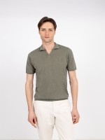 Polo de malha em algodão e linho Polo de malha em algodão e linho