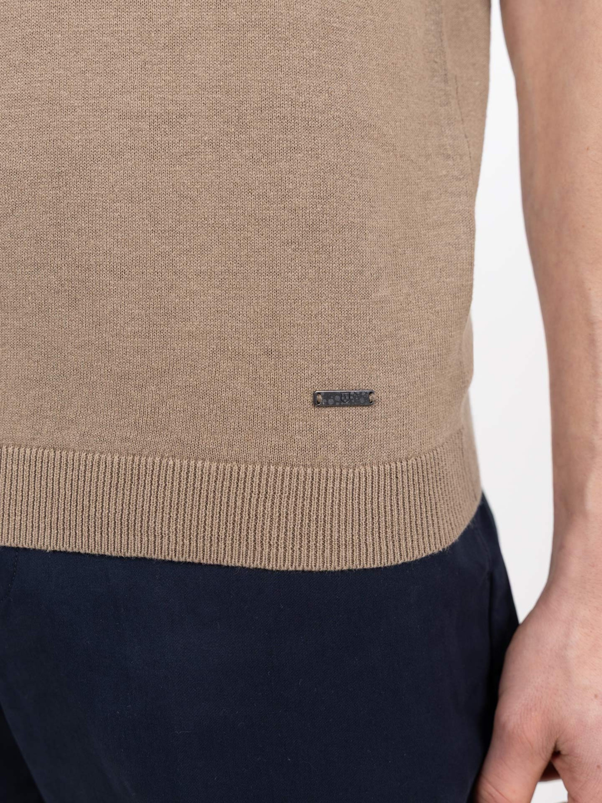 Knitted polo in cotton and linen