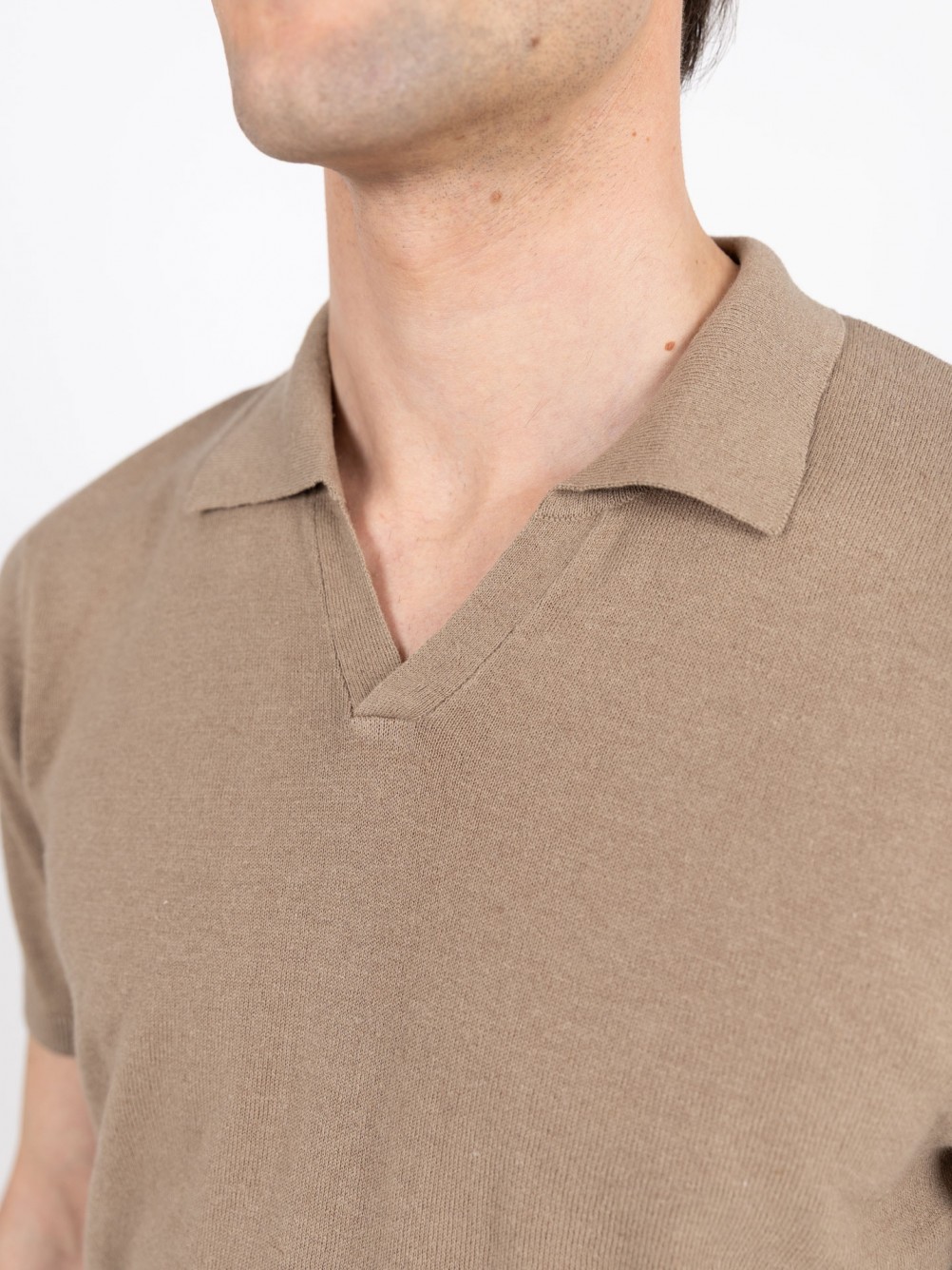 Polo de malha em algod�o e linho