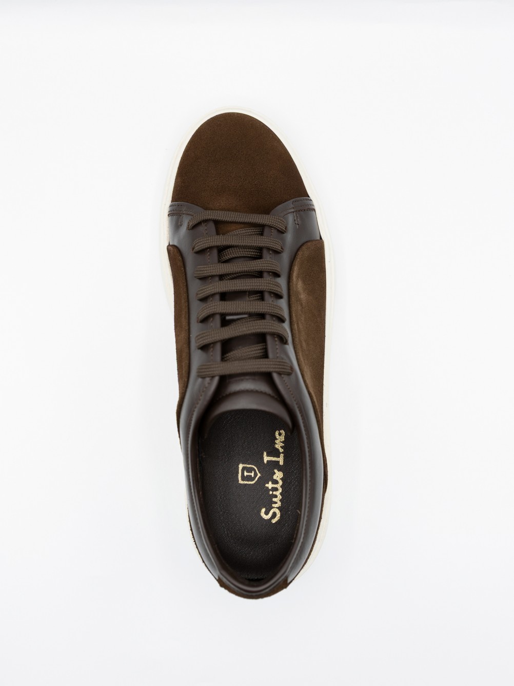 Zapatilla casual de piel combinada