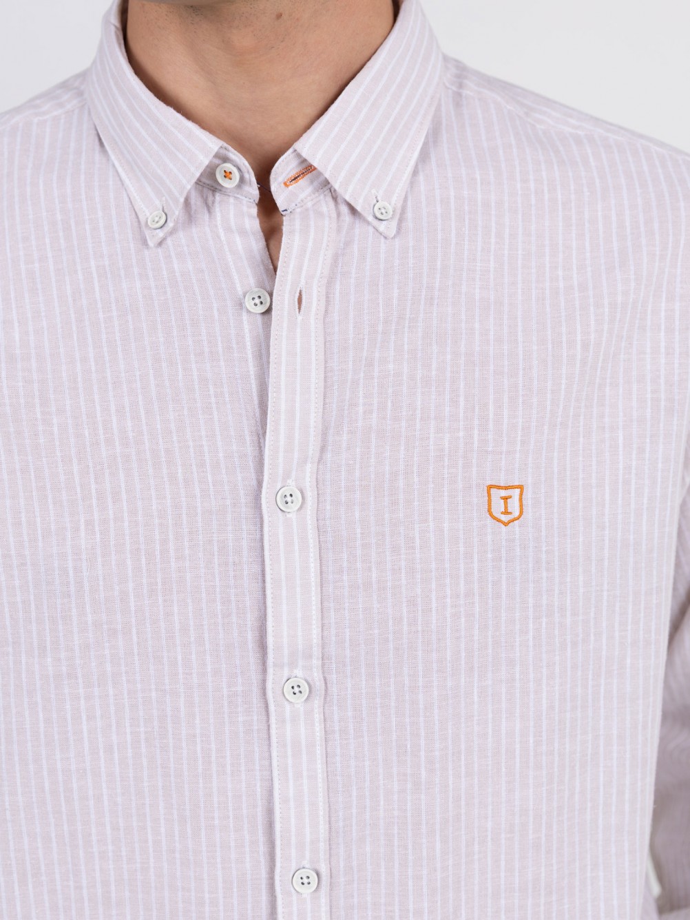 Cotton and linen striped shirt