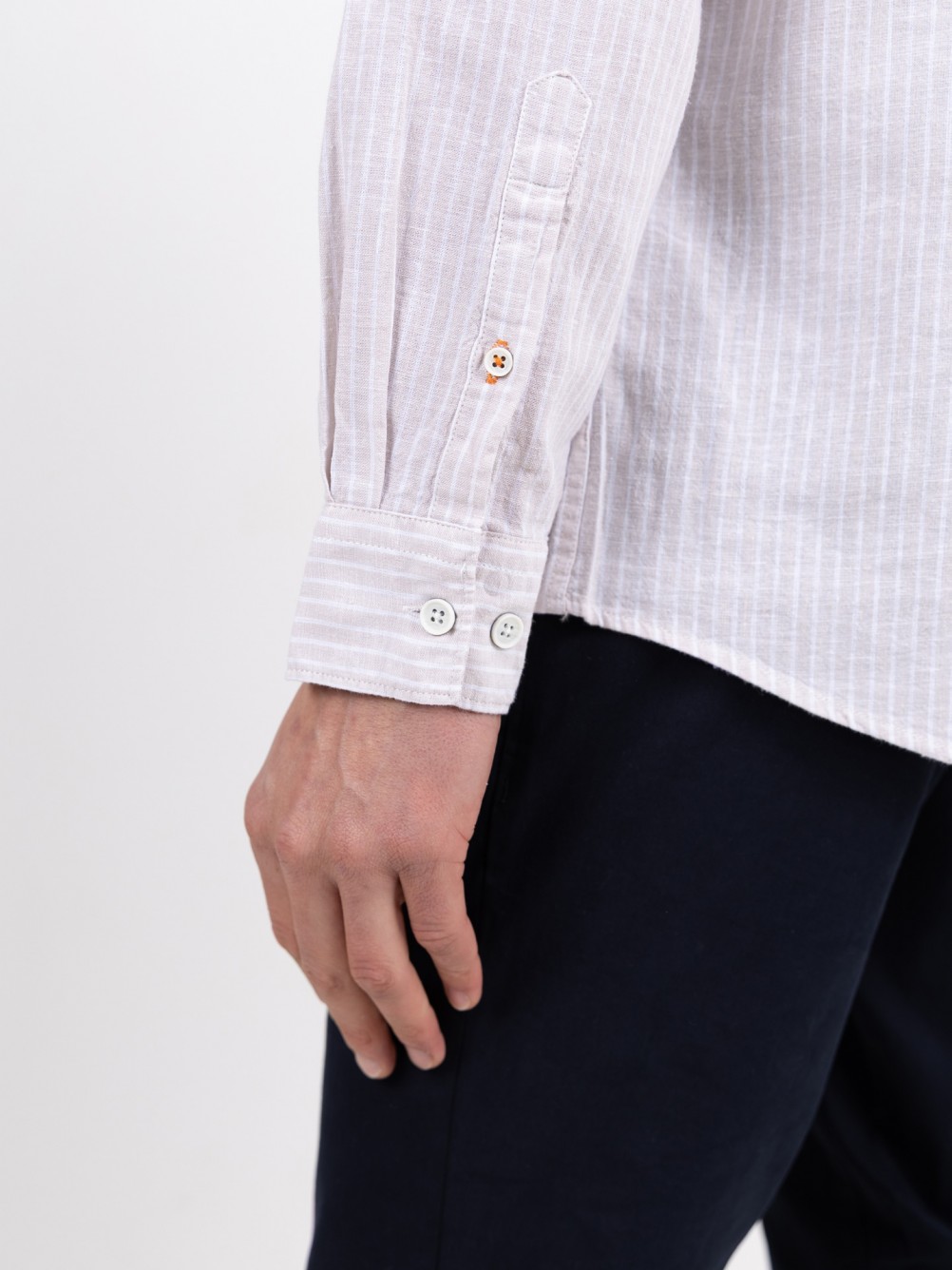 Cotton and linen striped shirt