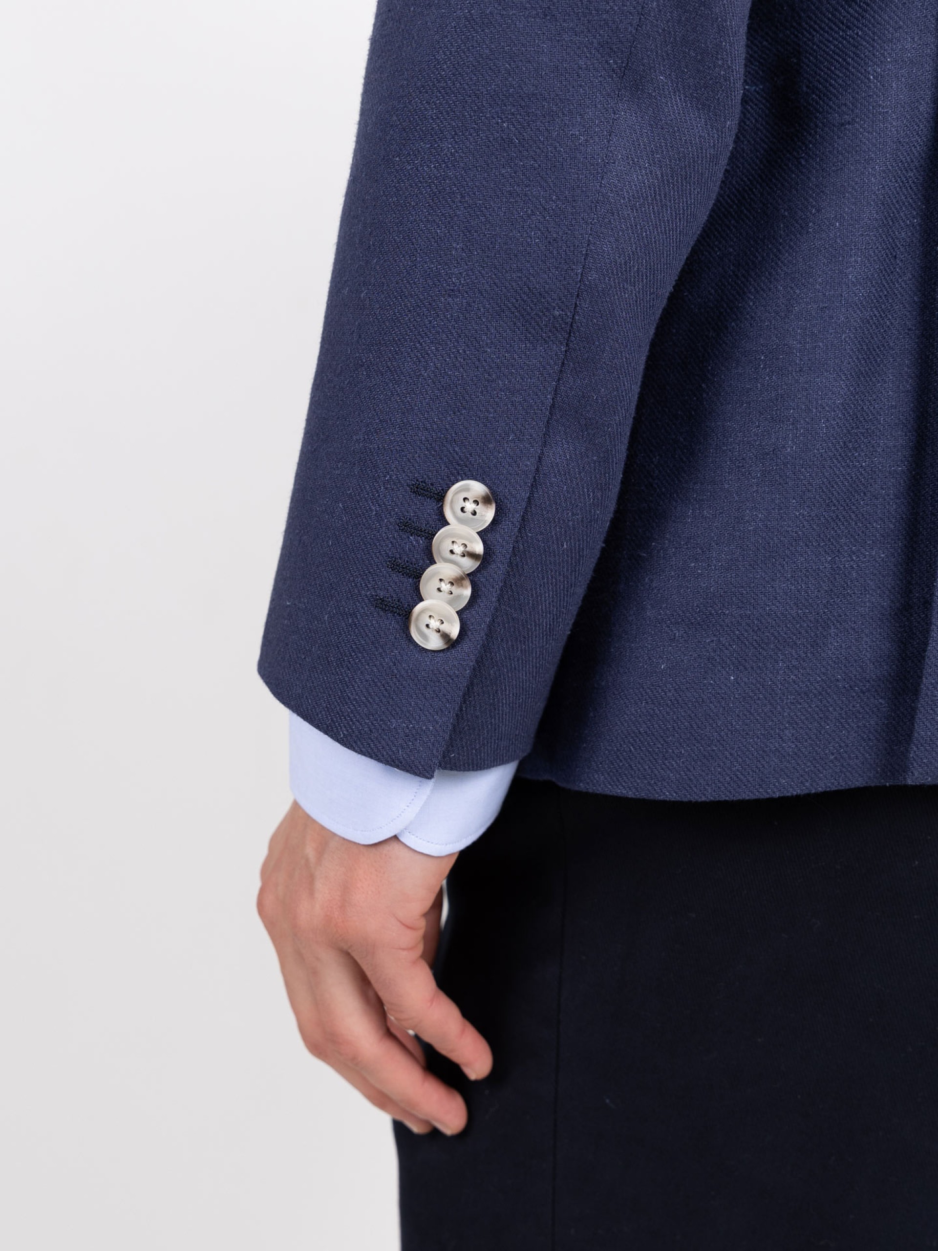 Plain linen-blend blazer