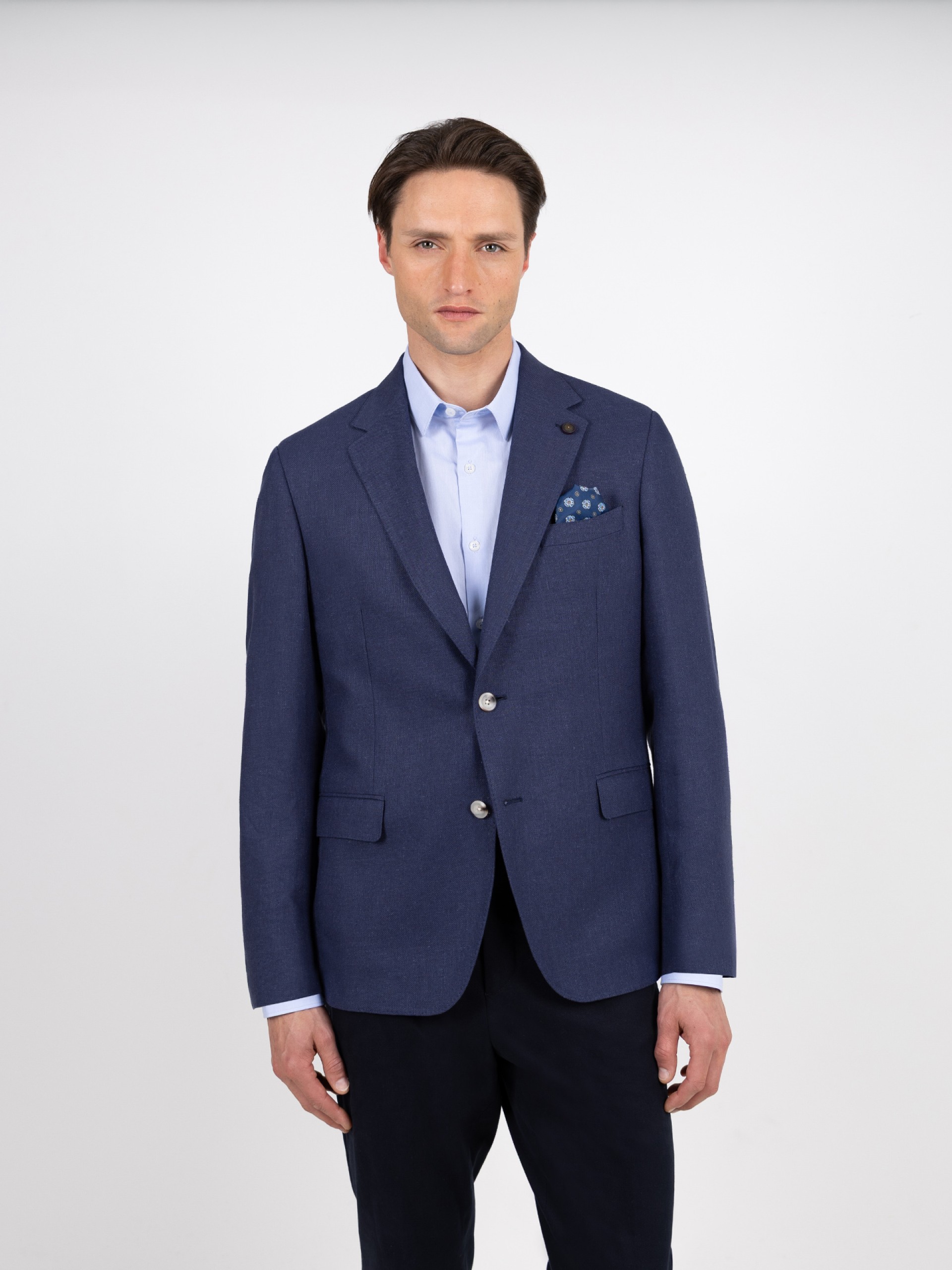 Plain linen-blend blazer