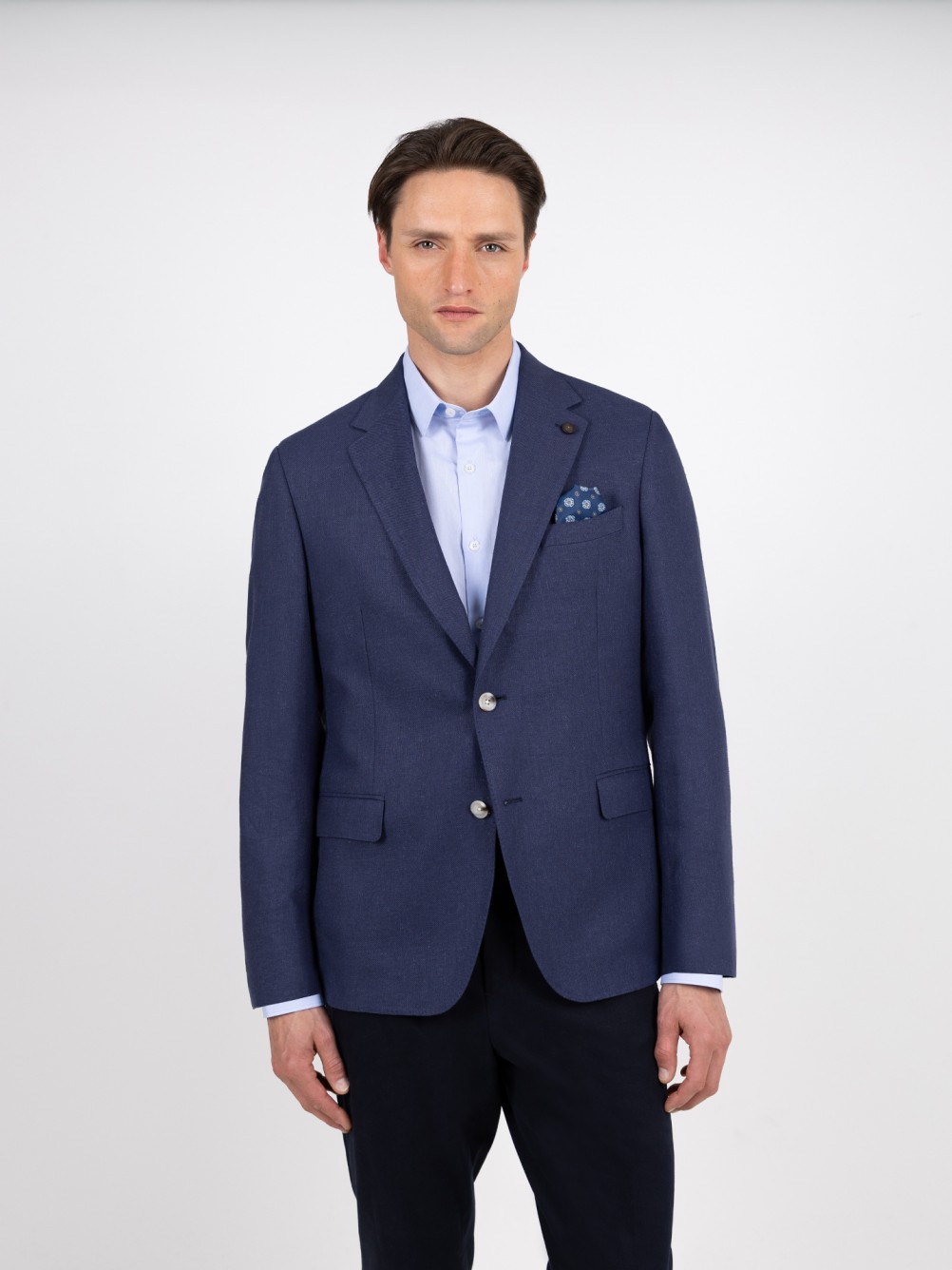 Blazer liso con lino