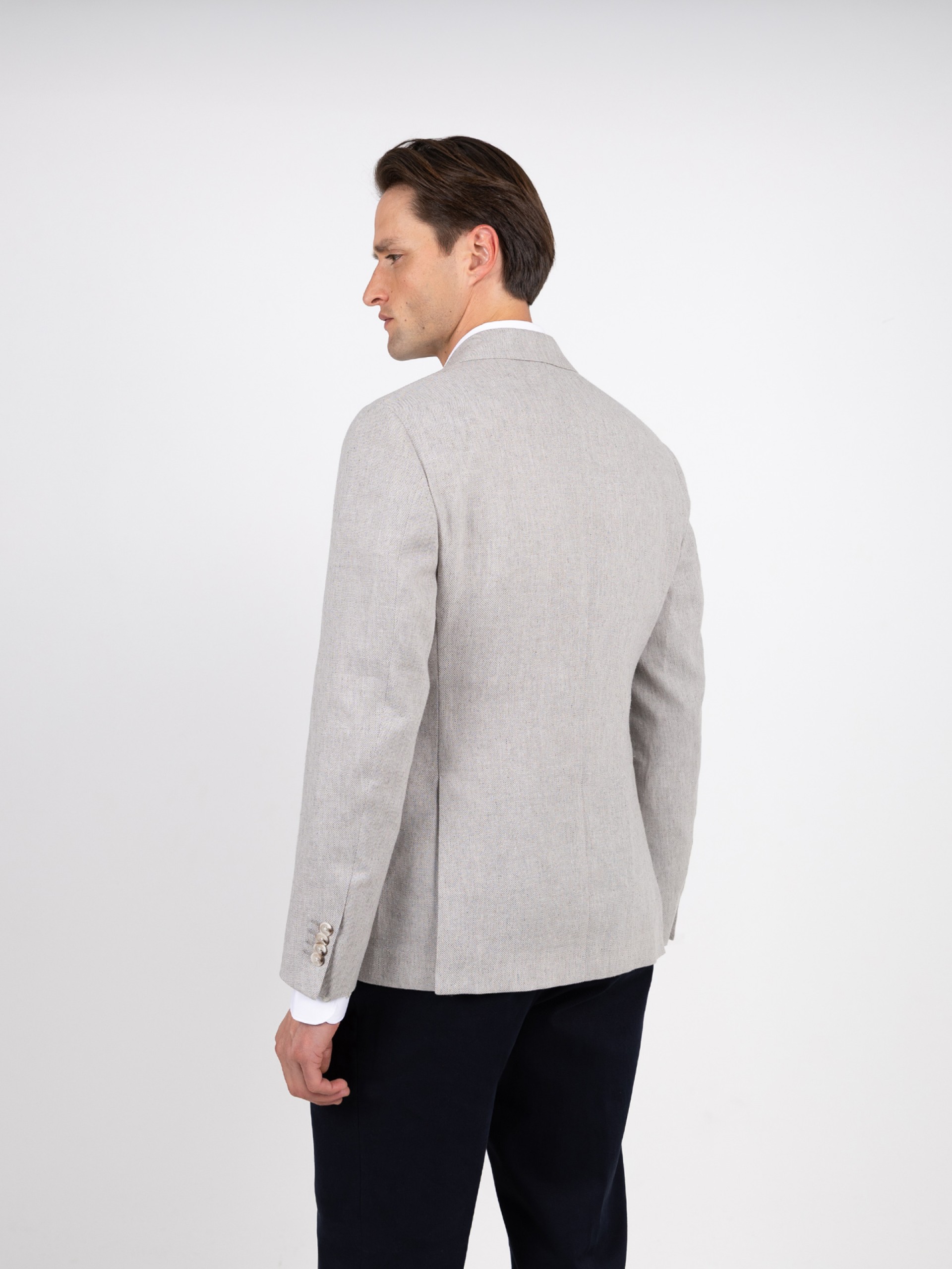 Plain linen-blend blazer