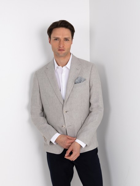 Blazer liso con lino