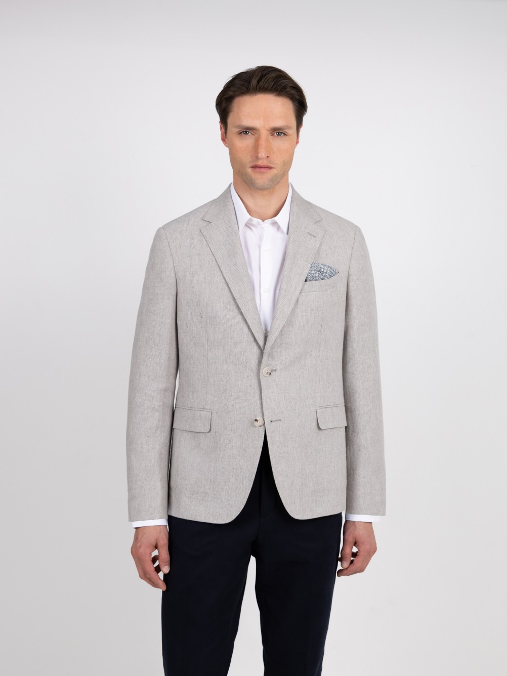 Plain linen-blend blazer
