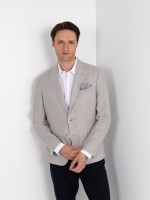 Plain linen-blend blazer