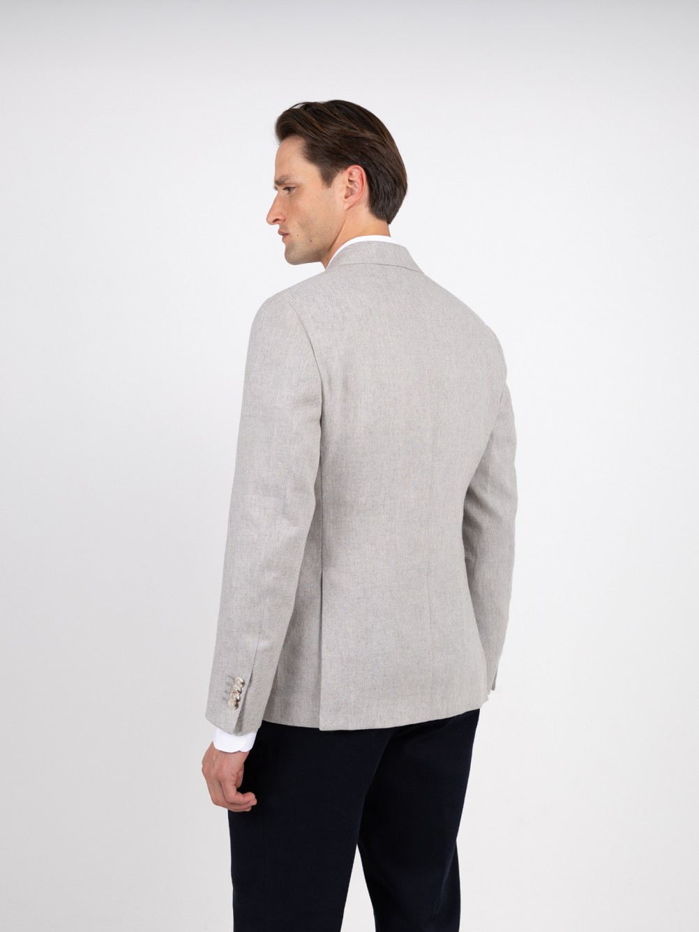 Plain linen-blend blazer