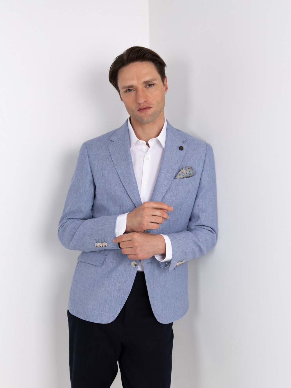 Plain linen-blend blazer