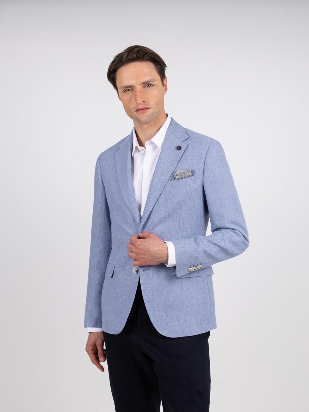 Plain linen-blend blazer