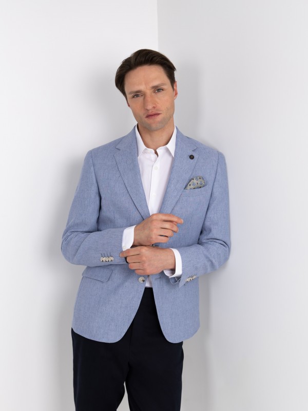 Blazer liso con lino