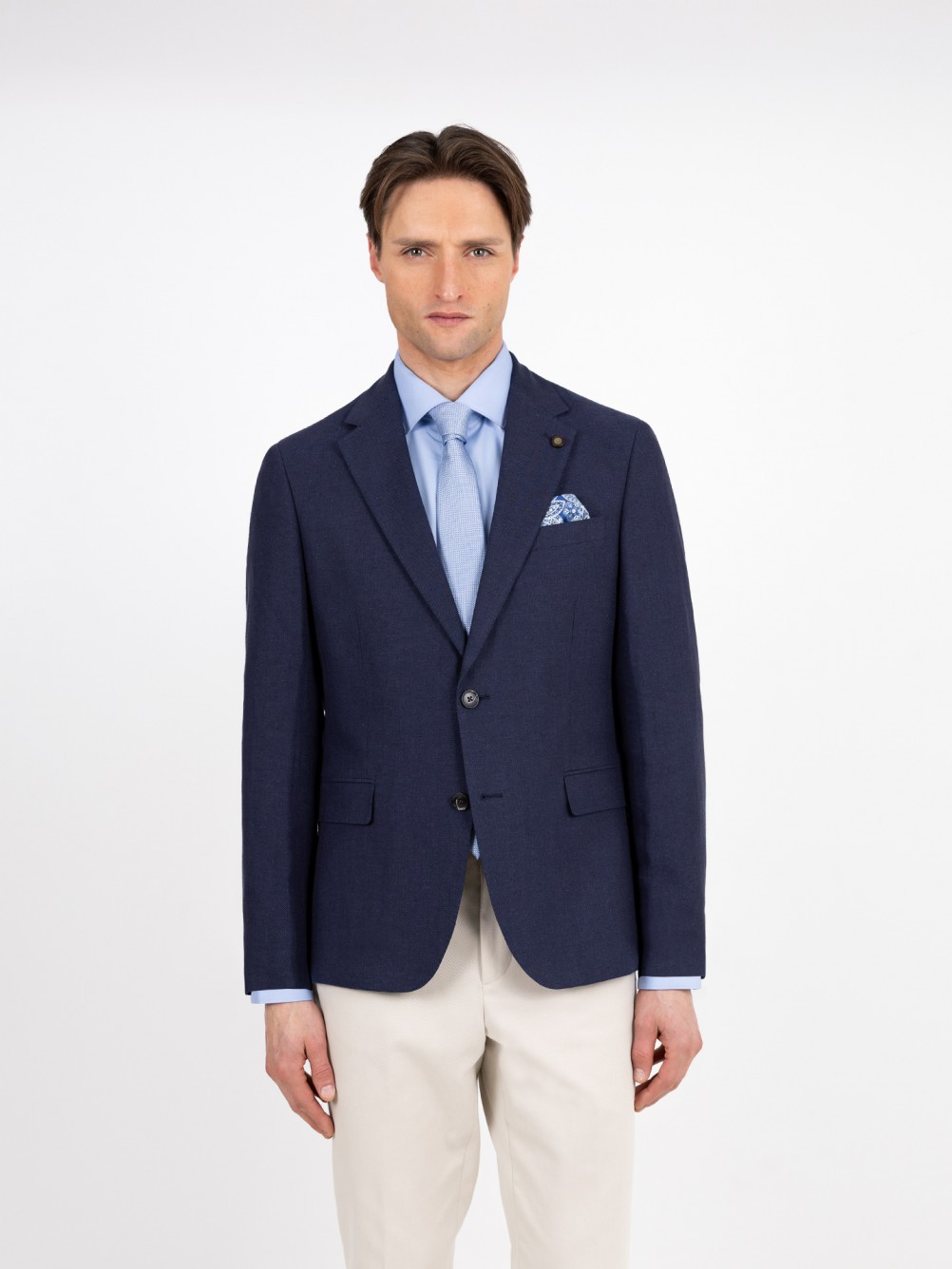 Blazer estruturado de linho e algodão